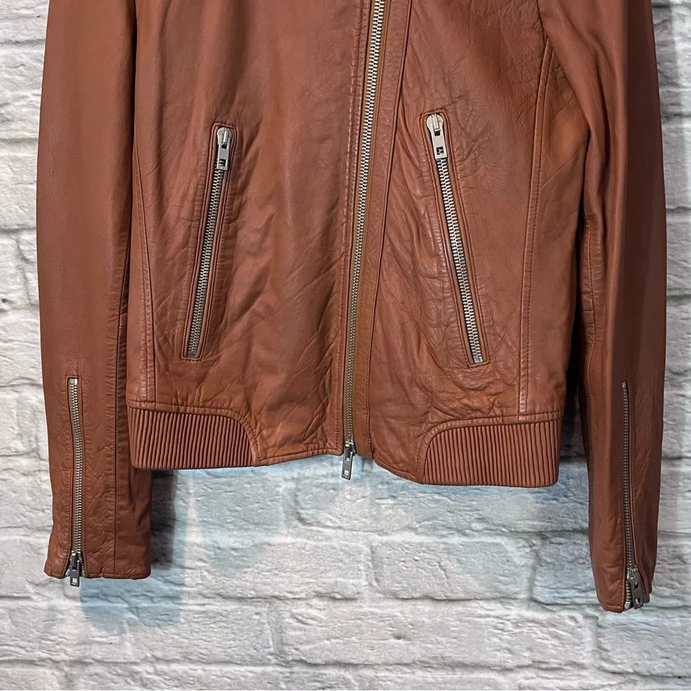 Rag & Bone Size 4 - Lyon Moto Lamb Leather Jacket - Camel MSRP $1,295 - Picture 9 of 16